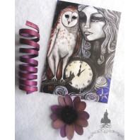 Carte Postale La Dame Blanche, Chouette, Effraie, Owl, Illustration, Art, Voeux, Mystique, Elfique, Gothique