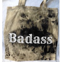 BADASS Tie Dye Tote Bag - Wicca, esoteric, gothic, boho, gypsy, festival, hippie, evil, summer, tribal, pagan, Geek