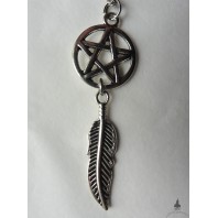 Bran Necklace, Pentacle & Feather, Raven, Bird, Pagan, Gothic, Wiccan, Spirit, Spell, Sorcery, Witch, Boho