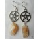 Yellow Citrine & Pentacle Earrings, Gothic, Wiccan, Elven, Celt, Quartz, Witchcraft, Witch, Boho, Gemstone, Fairy, Pagan Wedding