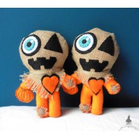 Jack O' Lantern Voodoo Mummy Halloween Doll, Gothic, Occult, Esoteric, Pumpkin, Witchcraft, will o the wisp