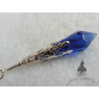 Sautoir Pendule Eaux de l'Oubli, Pointe Cristal Bleu, Mariage Elfique, Gothique, Esotérique, Magie Wicca, Game Of Thrones