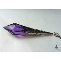Purple Crystal point Pendulum Necklace, Elven wedding, Pagan, Victorian, Gothic, Magic, Witch, Wiccan, Occult 