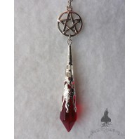 The Red Witch Pentacle Crystal Pendulum Pagan Necklace, Occult, Spell, Wiccan, Magic, Mystic, Esoteric, Witchcraft