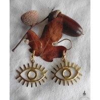 Lucky Evil Eye Talisman Golden Earrings, Minimalist, Mystical, Magic, protection amulet, Luck, lucky charm, Greek eye, symbol