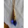 Oblivion Waters Golden Necklace, Blue Crystal Point, Elven Wedding, Goth, Esoteric, Wicca Magic, Thrones, Mermaid, Fairy