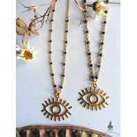 Lucky Eye Choker Golden steel short necklace, gold plated, Magic, Bohemian, boho jewelry, Rosary, Gypsy, mystic