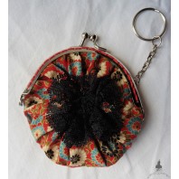Keyring Mini Coin purse clasp Floral Paprika Red Rust, Coins, Retro purse, Liberty, Monnay, Token trolley