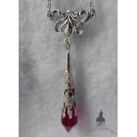 Scáthach Red Crystal Point Pendulum Choker Necklace, Occult, Gothic, Magic, Elven, Thrones, Wicca, Witch, Witchcraft, Celtic