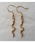 Boucles d'oreilles Serpent Snake doré Acier or, Minimaliste, Pagan, nordique, Viking, Reptile, Bijou boho