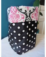 Textile basket Storage tray Textile Bag Baroque pink Black Damask polka dos, Shabby, Gothic, retro