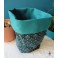 Set of 2 Baskets Textile basket Storage Bag Wax fabric Art Deco Blue Mustard Palm Palmette
