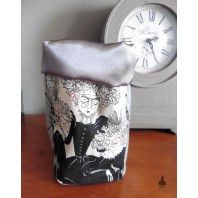 Grey Gothic Boudoir The Severe Sisters Textile Basket Storage Bag, Baroque, Shabby Chic, Pink