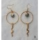 Gold-plated Golden Dana Labradorite Circle Serpent earrings, Snake, Minimalist, Pagan, Viking, Reptile, Boho, Moon, Goddess