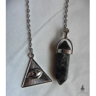 Larvikite Crystal Point and Third Eye Divination Pendulum, Dowsing, Stone Lithotherapy, Witch, Magic, wicca, Reiki, Witchcraft