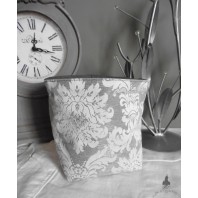 Dark Academia Grey White Baroque Textile Basket Storage Bag, Shabby decor, Baroque, victorian wedding