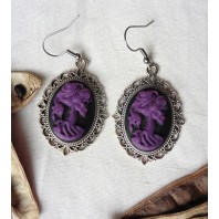 Gothic Purple Skeleton Woman Dangle earrings, Victorian, vintage, Gothic wedding, Dark academia, Steampunk