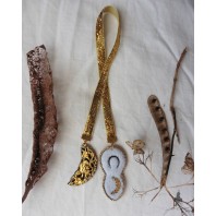 La Luna Gold Velvet Triple Goddess Crescent Moon Bookmark, Book gift, Literary, Pagan cult, Dark Academia, Lunar, Literature