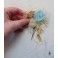 Blue Serenade Corsage Distressed Shabby Floral Lace Hair Pin, Altered, Tattered, upcycled, Blue wedding, Cottagecore, Victorian
