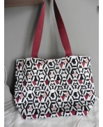Sac Cabas Shopping Triangle Géométrique Noir blanc rose Prune, Sac épaule, sac à main, Tote bag