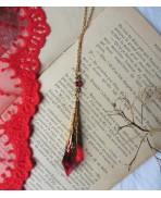 Renaissance Necklace The Red Empress, Pendulum, Crystal Glass, Elven Wedding, Victorian, Gothic