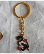 Occult Serpent Snake Moon Phases and Skull Golden Enamel Keychain, Goddess, Triple Moon, Hecate, Gothic, Lunar