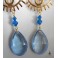 Rococo Boucles d'Oreilles Oeil Pampilles Vintage bleu or, Baroque, Talisman, Oeil Mauvais, Gipsy