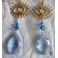 Rococo Boucles d'Oreilles Oeil Pampilles Vintage bleu or, Baroque, Talisman, Oeil Mauvais, Gipsy