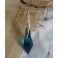 Dark Blue Turquoise Peacock Pendulum Necklace, Teardrop Crystal Glass, Witch, Cottagecore, Striga, Fairy