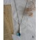 Dark Blue Turquoise Peacock Pendulum Necklace, Teardrop Crystal Glass, Witch, Cottagecore, Striga, Fairy