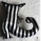 Witch boot, Witch shoe, black and white stripes, Victorian boot, Textile art, Gothic cushion, Folk primitive , Gothic ornament