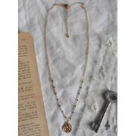 Cleopatra Zirconia Snake Medal Gold Necklace, Beaded Necklace, Gothic, Gypsy, Viking, Egypt, Boho, Reptile, Tarot