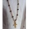 SACRED Black Beaded Choker Tiny Cross Golden Necklace, Boho, Gothic, Witch, Gipsy, Catholic Gift, Christian