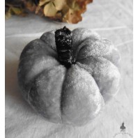 Cottagecore Gray Velvet Pumpkin Needle Pin cushion, Ornament, Sewing Gift, Cinderella