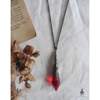Blood Tear Red Pendulum Necklace, Dark Academia, Strega, Witch