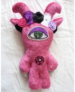 Floral Pink Baphomet Winged Demon Art Doll, Gothic Doll, Satan, Pastel Goth, Pentacle