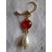 Red eaten heart pearldrop earrings, renaissance, medieval, cottagecore, dark-academia, historical