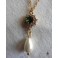 Emerald Green Rosace gold Necklace Pearl Drop, Renaissance Necklace, Tudor, Dark Academia, Victorian, historical
