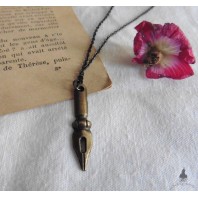 Cottagecore Vintage Bronze Ink Pen nib Necklace, Victorian, Literary Gift, Dark Academia, Steampunk, Gothic
