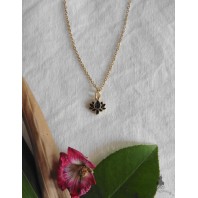 Collier Fleur de Lotus noir doré, Bobo, Gipsy, Collier minimaliste, Spirituel, Chakra