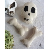 "Bag of bones" Skull and bones Gothic Ornaments, Primitive bowl filler, Grigri, Voodoo, Sugar skull, Halloween