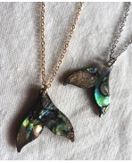Whale tail necklace, gold or silver, Mermaid necklace, Abalone necklace, Fish necklace, Mother-of-pearl necklace