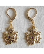Mater Dolorosa Ex-voto Heart and Swords 18K Gold Earrings, Sacred Heart, Dagger, Medieval, Gothic