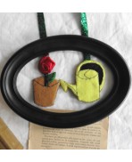 Marque-page Rose et Arrosoir jaune, Jardinage, Pot de fleur, Jardin, Livre, Lecture, Signet