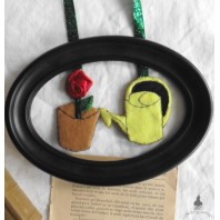 Rose flower and yellow watering can bookmark, Gardening, Flower pot, Garden, Book, Reading, Literature