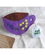 Purple Flowers Cup Green Tea Bookmark, Witch cup, green witch, Elvish, Goblincore, Book, Reading, 