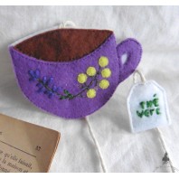 Purple Flowers Cup Green Tea Bookmark, Witch cup, green witch, Elvish, Goblincore, Book, Reading, 