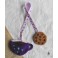 Purple Flowers Cup Tea or Coffee and Chocolate Cookie Bookmark, Elvish, Goblincore, Book, Reading, Alice