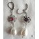 Boucles d'oreilles Tudor Reine rouge Perle argent, Losange, Renaissance, médiéval, Cottagecore, Gothique, Royal