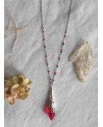 Collier Gothique Pendule larme cristal Sorcière rouge, Cottagecore, Strige, Mori girl, Mariage Elfique, Victorien, Baba Yaga